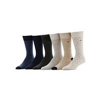 Men's 6-Pair Pindot Casual Dress Crew Socks Pack