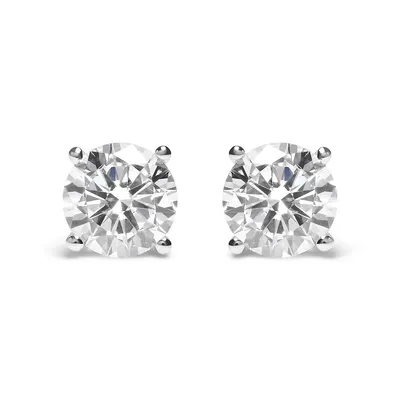 14k White Gold 4.00 Cttw Round Brilliant-cut Lab Grown Diamond Classic 4-prong Stud Earrings With Screw Backs (g-h Color, Vs1-vs2 Clarity)