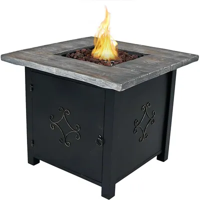 Square Propane Gas Fire Pit Table With Lava Rocks - 3-inch