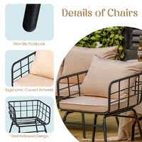 4pcs Patio Furniture Set Cushioned Sofa Loveseat Armrest Table Garden