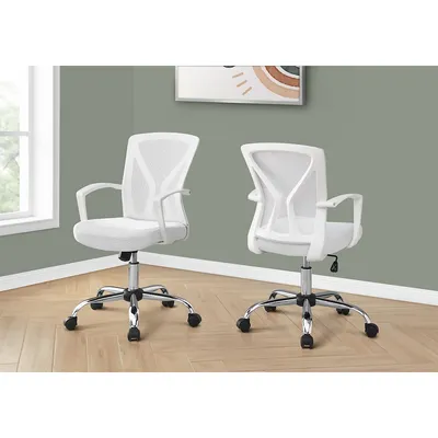 Office Chair, Adjustable Height, Swivel, Ergonomic, Armrests, Computer Desk, Work, Metal, Fabric, Chrome, Contemporary, Modern