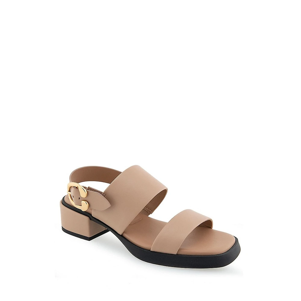 Dove Double-Strap Block-Heel Sandals