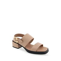 Dove Double-Strap Block-Heel Sandals