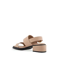 Dove Double-Strap Block-Heel Sandals