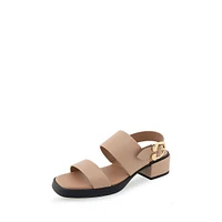 Dove Double-Strap Block-Heel Sandals