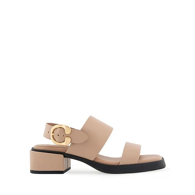 Dove Double-Strap Block-Heel Sandals
