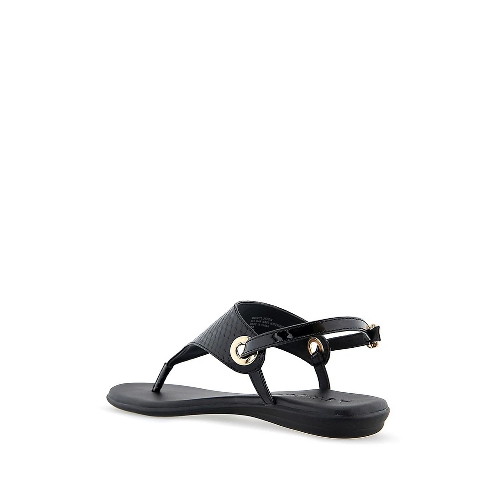 Conclusion Patent Snake-Embossed Thong Sandals