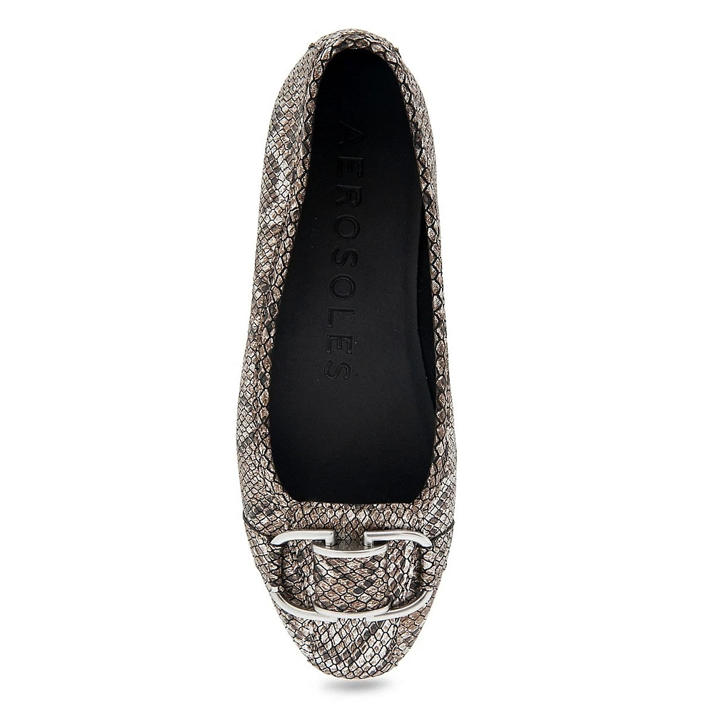 Bentley Snake-Print Ballet Flats