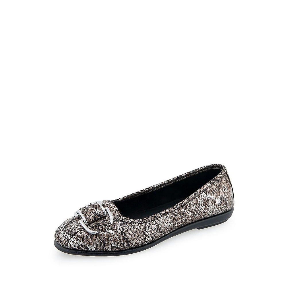 Bentley Snake-Print Ballet Flats