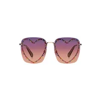 Crystal-Embellished 59MM Heart Square Sunglasses