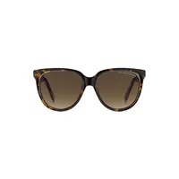 Havana Bevelled 54MM Rounded Cat Eye Sunglasses