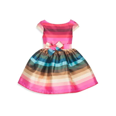 Little Girl's Woven Striped Party Dress