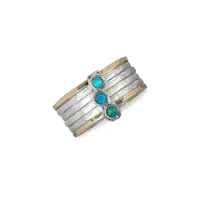 Free Floating Azure 9K Yellow Gold & 925 Sterling Silver Cocktail Ring
