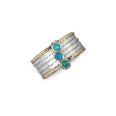 Free Floating Azure 9K Yellow Gold & 925 Sterling Silver Cocktail Ring