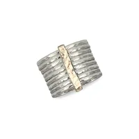 Free Floating Breath 925 Sterling Silver & 10K Yellow Gold Band Ring
