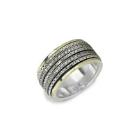 Eternal Jewel 925 Sterling Silver, 10K Yellow Gold & Cubic Zirconia Band Cherish Ring