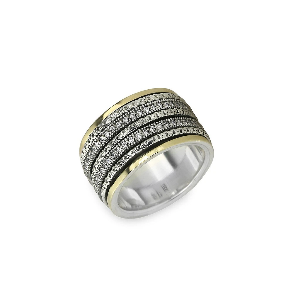 Jonc Cherish en argent sterling 925 et or jaune 10 ct avec cristaux de Eternal Jewel