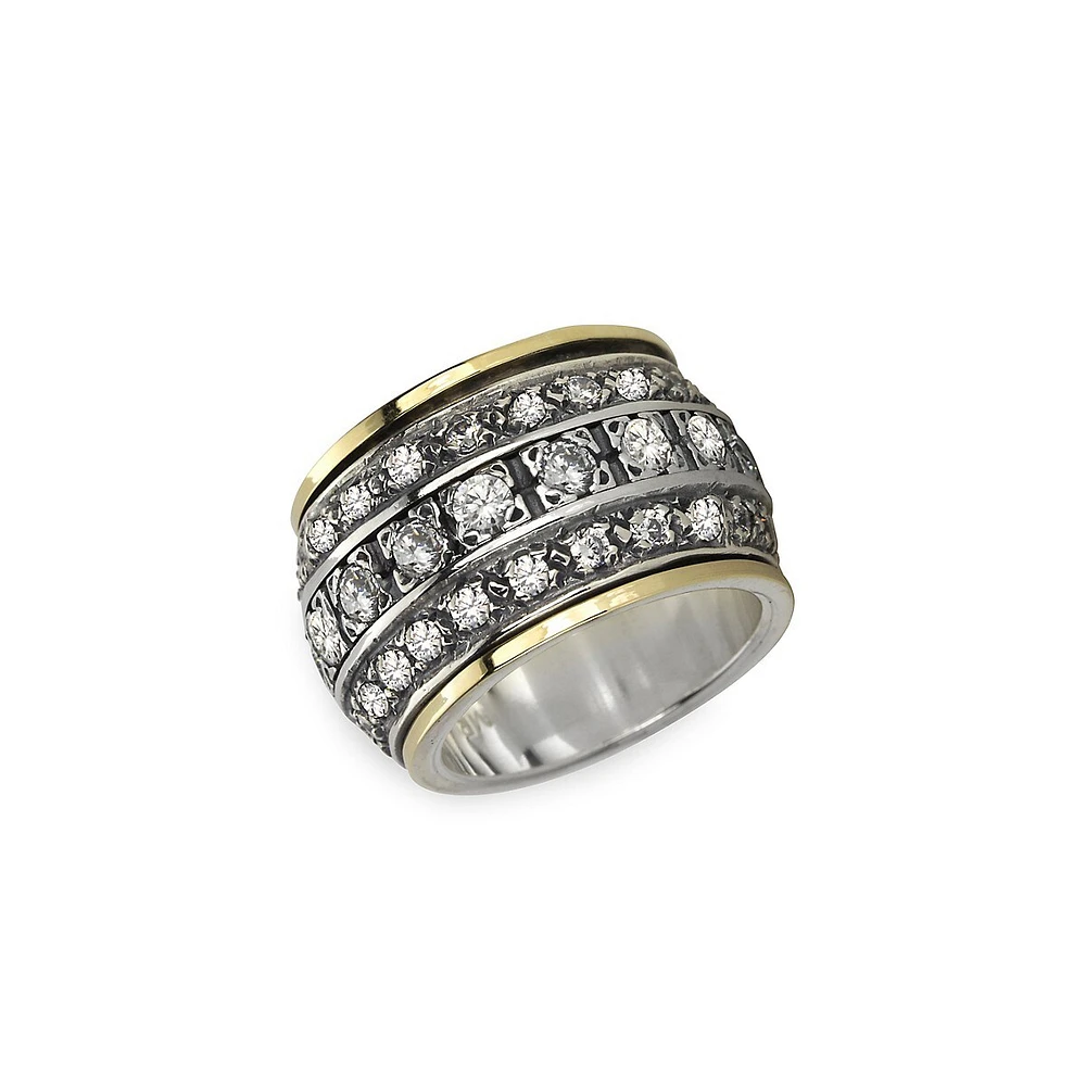 Jonc Eternal Jewel en or jaune 10 ct et argent sterling 925