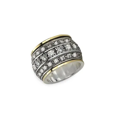 Eternal Jewel 10K Yellow Gold & 925 Sterling Silver Band Ring