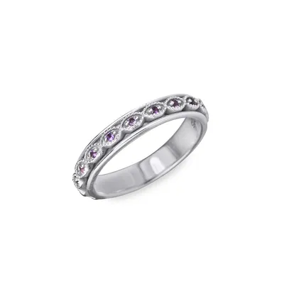 Stackable Spiritual 925 Sterling Silver & Purple Amethyst Intuition Ring