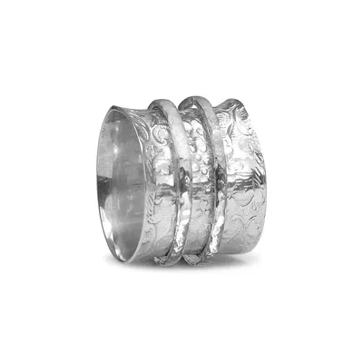 Serenity Sterling Silver Flower Textured Ring