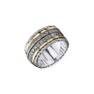 Eternal Jewel Life 925 Sterling Silver, 10K Yellow Gold & Cubic Zirconia Ring