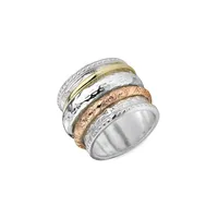 Zen 925 Sterling Silver & 10K Two-Tone Gold Namaste Meditation Ring