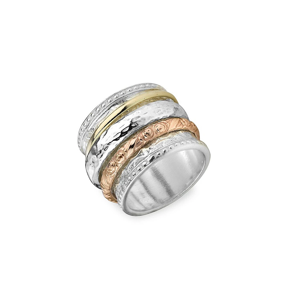 Zen 925 Sterling Silver & 10K Two-Tone Gold Namaste Meditation Ring