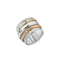 Zen 925 Sterling Silver & 10K Two-Tone Gold Namaste Meditation Ring