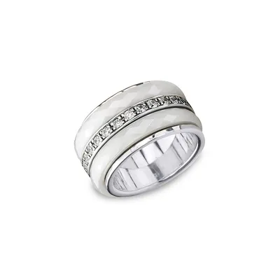 Eternal Jewel Purity 925 Sterling Silver & Ceramic Band Ring