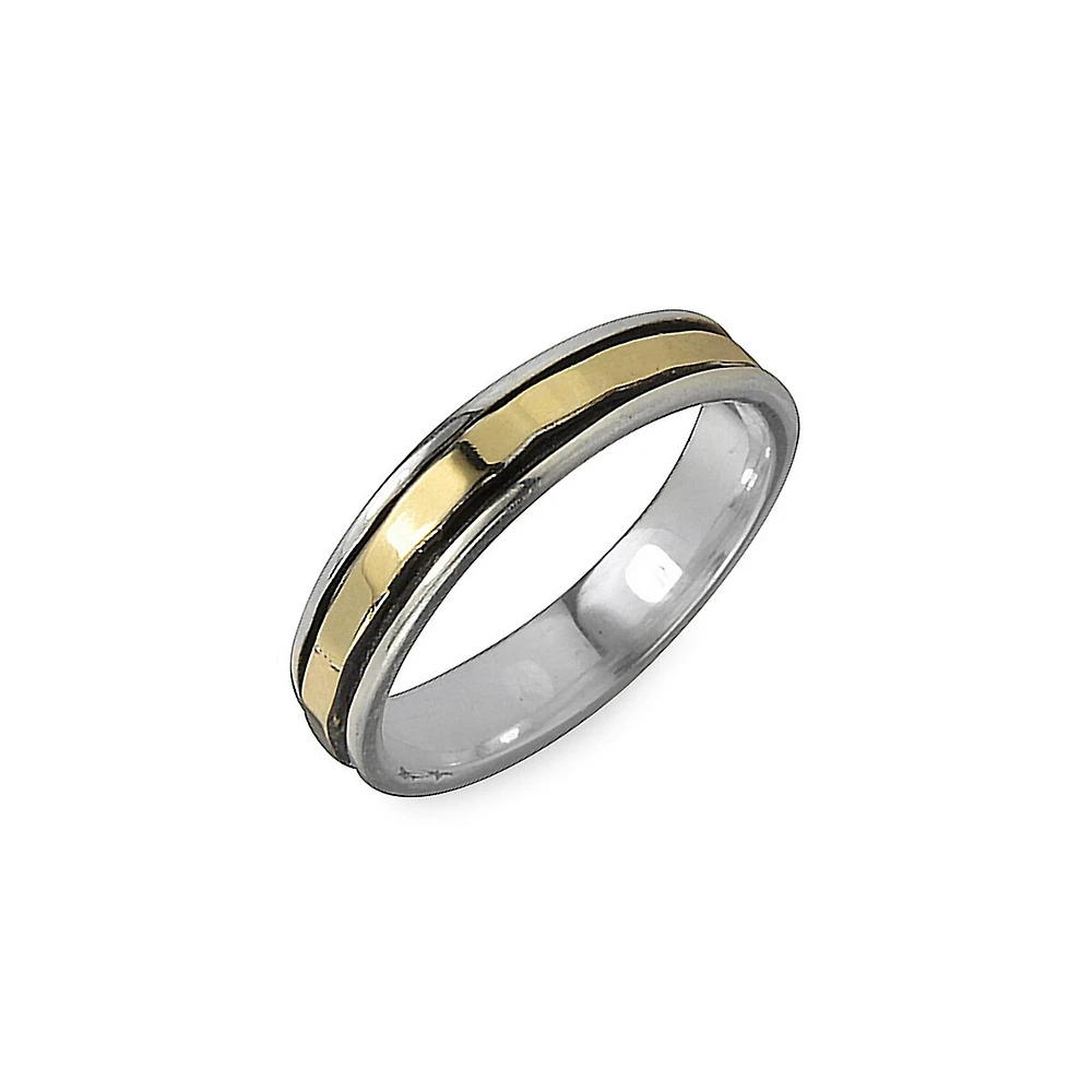 Stackable Spiritual Sati 9K Yellow Gold & 925 Sterling Silver Meditation Ring