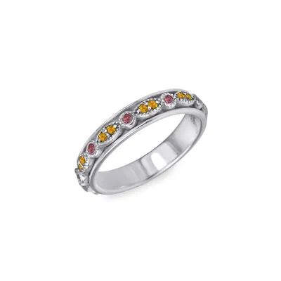 Stackable Spiritual Solar 925 Sterling Silver, Tourmaline & Citrine Ring