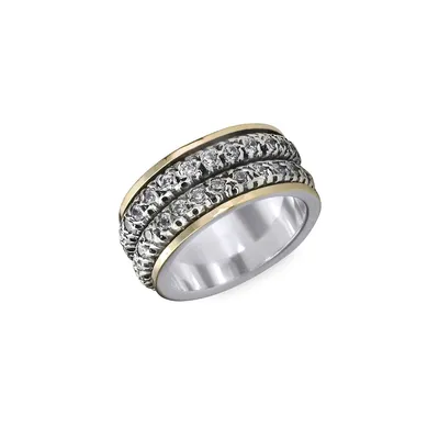 Eternal Jewel Timeless 10K Yellow Gold & 925 Sterling Silver Band Ring