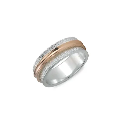 Zen Desire 925 Sterling Silver & 9K Rose Gold Ring