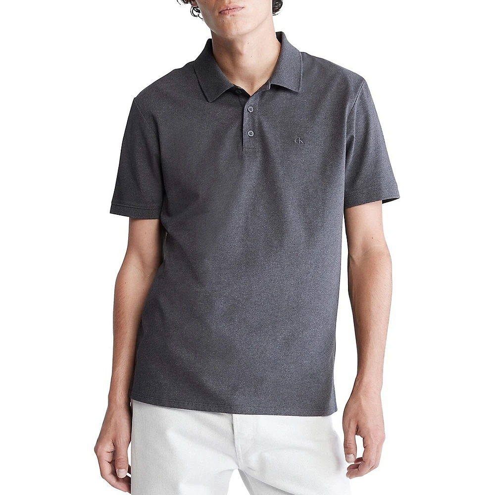 Smooth Cotton Monogram Logo Polo Shirt