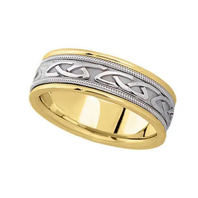 Hand Made Celtic Wedding Band 14k Two Tone Gold (6mm)