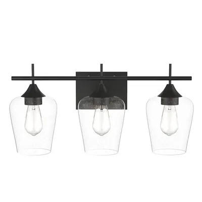 3-light Wall Sconce Modern Bathroom Vanity Light Fixtures W/ Clear Glass Shade