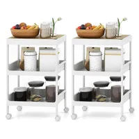 3 Tier Utility Rolling Cart Storage With Detachable Tray Top