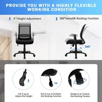 Mesh Office Chair Mid Back Task Chair Height Adjustable W/lumbar Support