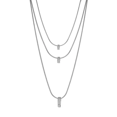 Clear Heritage Precision Cut Crystal Dainty 3 Layered Necklace