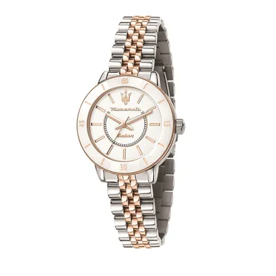 Successo Solar 32mm Quartz Stainless Steel Watch In Silver/silver W/rose Gold