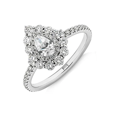 Sir Michael Hill Designer Vintage Floral Engagement Ring With 0.92 Carat Tw Of Diamonds In 18kt White Gold