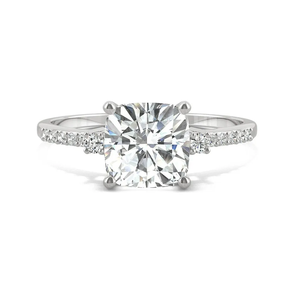 14k White Gold 1.81 Ct. T.w. Created Moissanite Cushion Engagement Ring