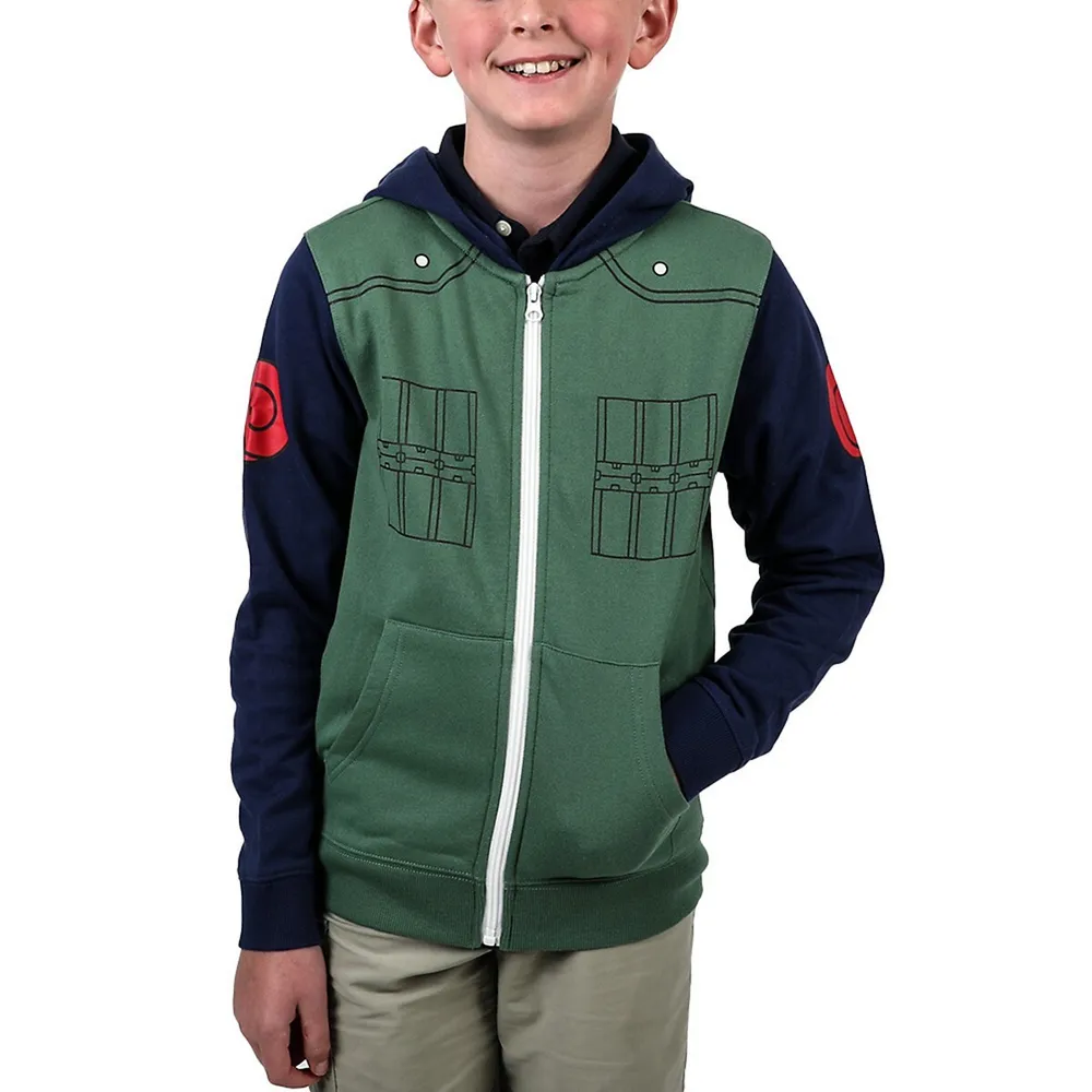 Naruto Kakashi Cosplay Kids Green Hoodie Sweater