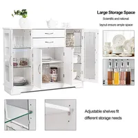 Buffet Storage Cabinet Console Cupboard W/glass Door Drawers Kitchen Dining Room