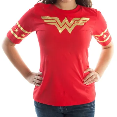 Wonder Woman Logo Stars Womens Red T-shirt