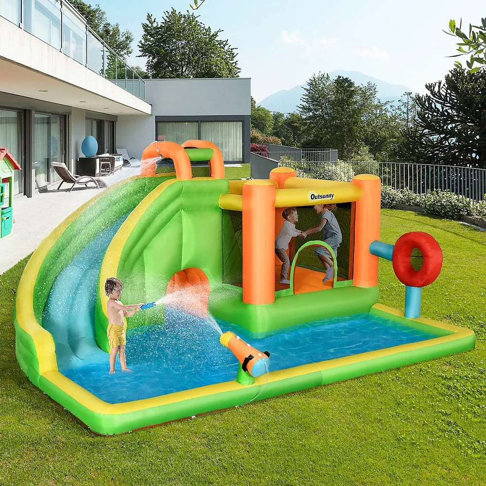 8-in-1 Inflatable Water Slide, Kids Castle Bounce House