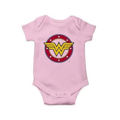 Dc Comics Wonder Woman Logo Pink Baby Onesie