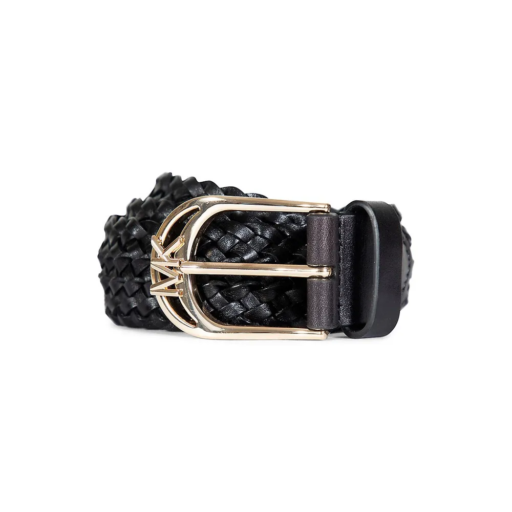 michael kors woven leather belt