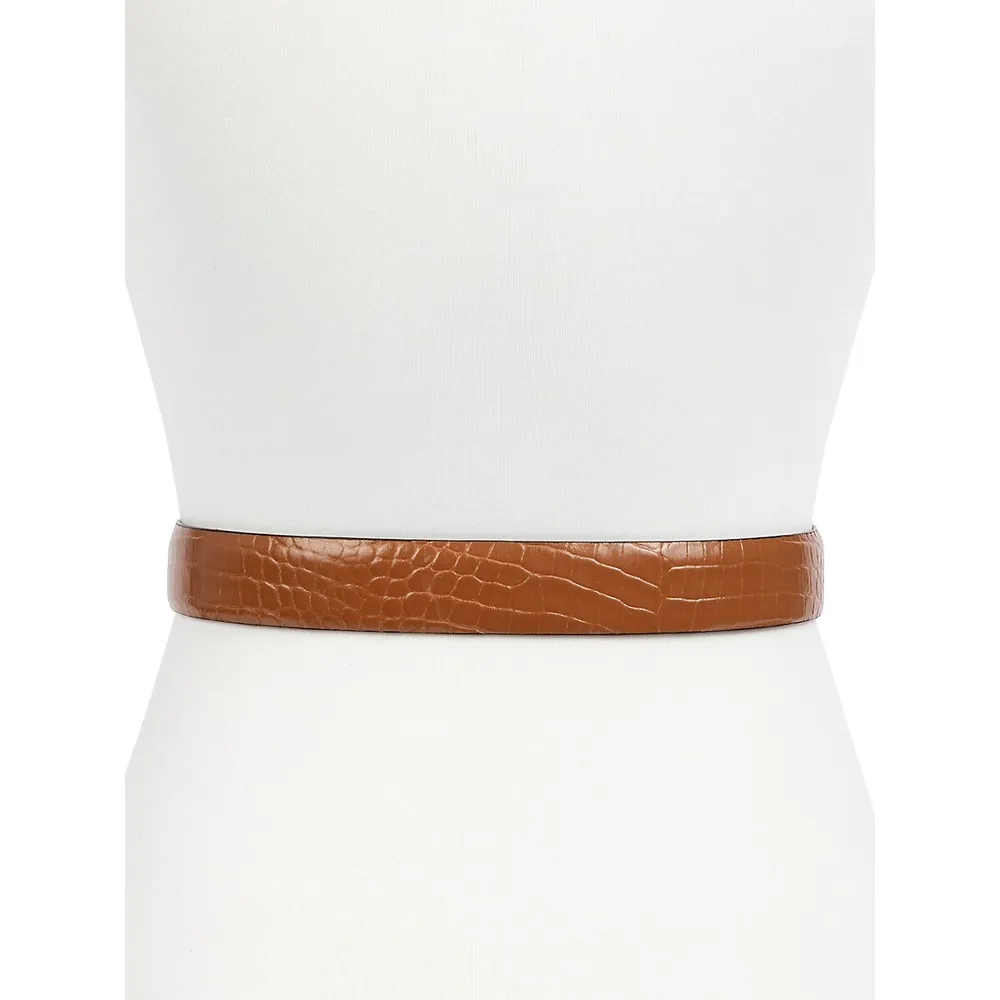 MK Monogram Reversible Croc-Embossed Leather Belt